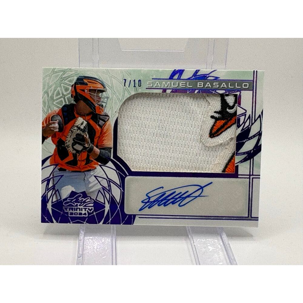 2024 Leaf Trinity Samuel Basallo Purple Nasty Patch Auto 7/10 SSP Orioles